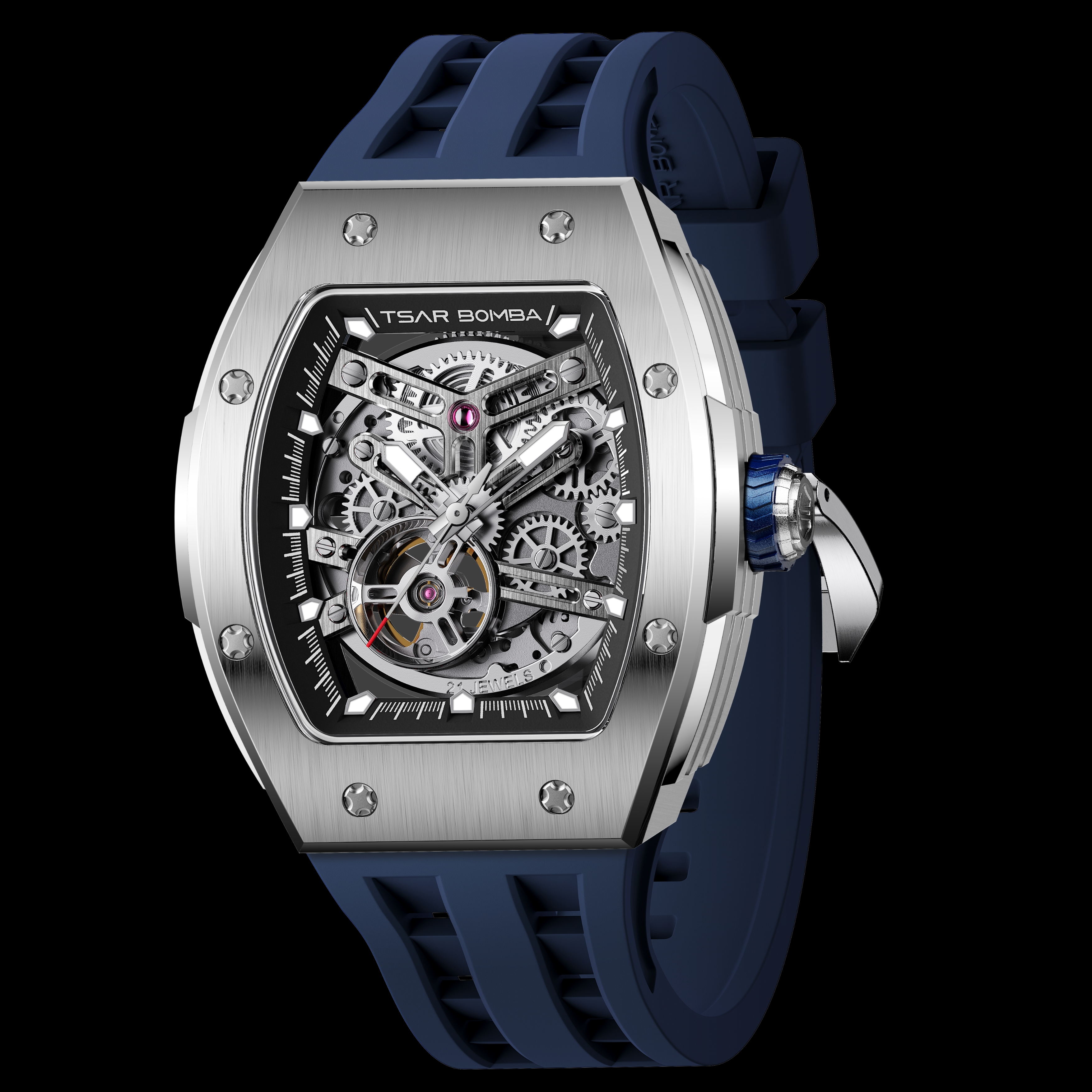 Tsar Bomba Elemental Automatic Watch TB8228A Silver Blue 착용 스타일 - 2