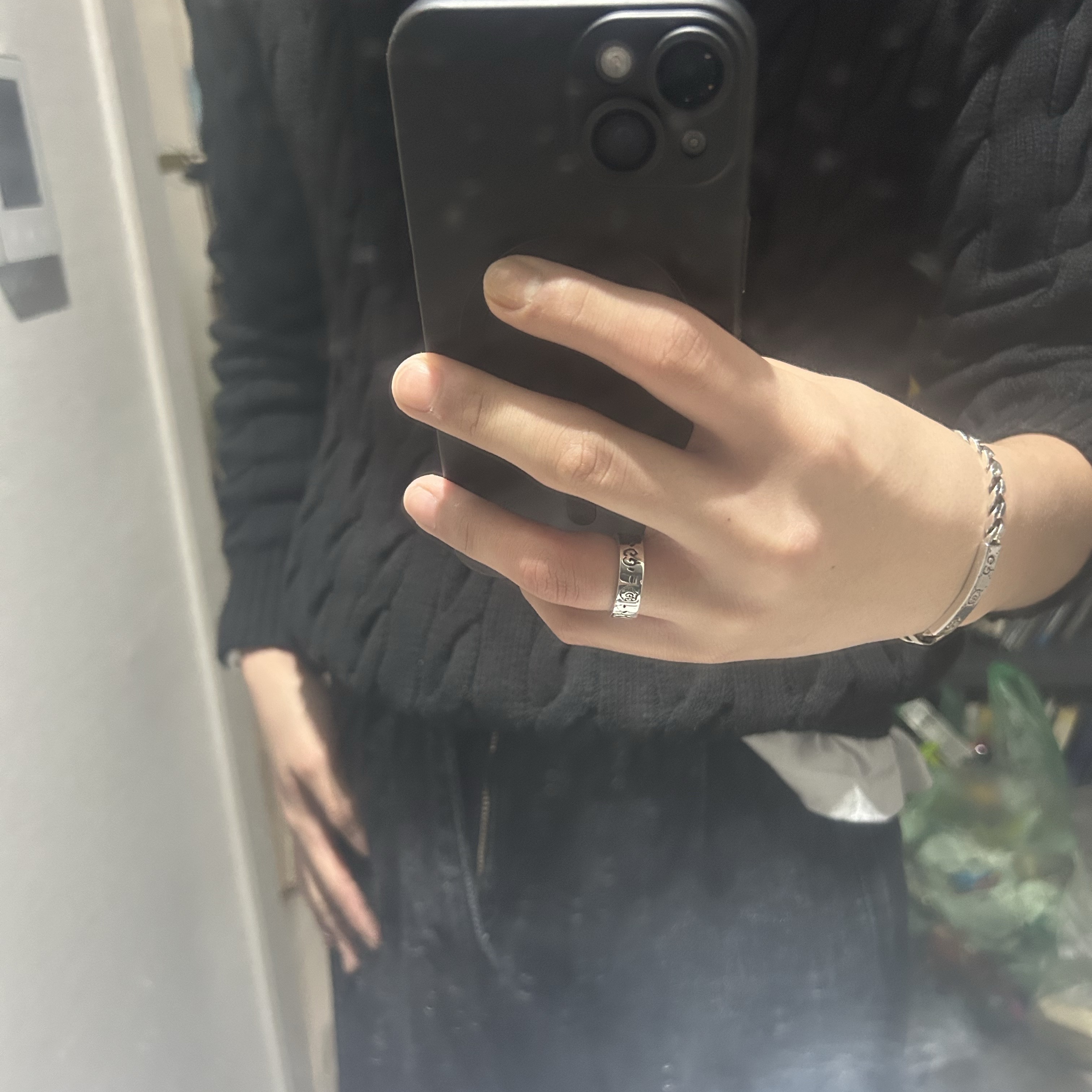 Gucci Ghost Ring Silver 6mm 착용 스타일