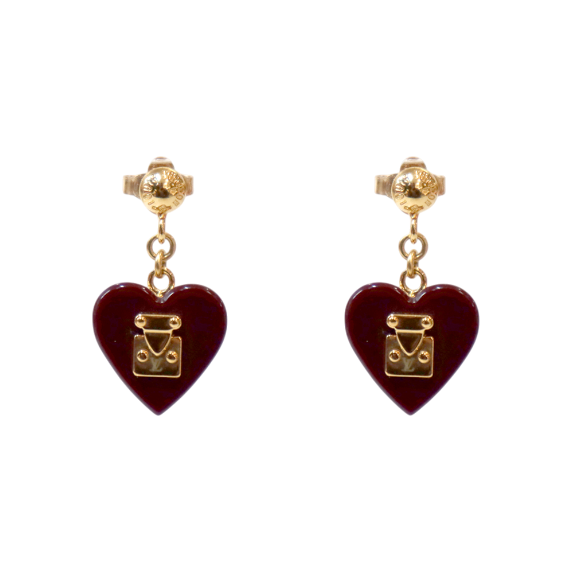 ITQJ4QTARJ8E Louis Vuitton Lock Me Heart Gold Earrings A-B54453