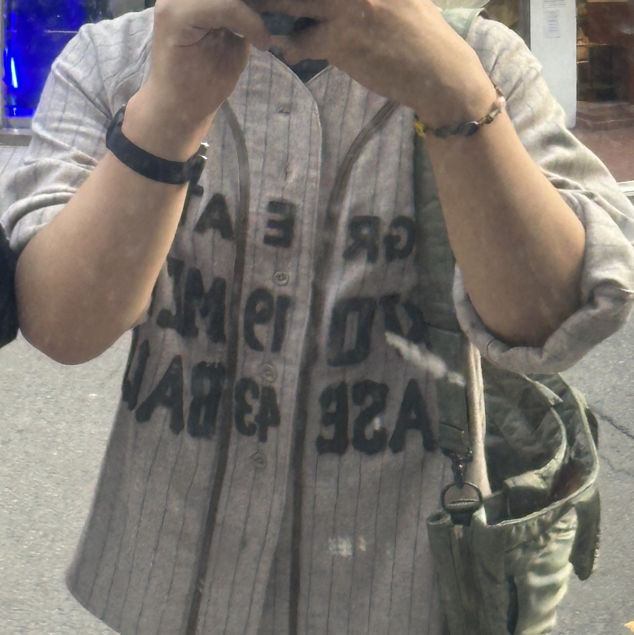 Kapital Great Women Baseball Long Sleeve Shirt In Thick Wool Stripes Beige, Porter Tanker 2Way Tote Bag Sage Green 착용 스타일