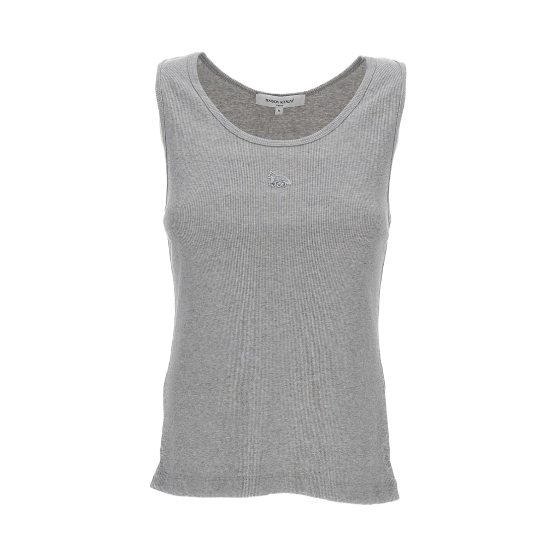 MW00121KA0033-H120 (W) Maison Kitsune Baby Fox Ribbed Tank Top Light Grey Melange