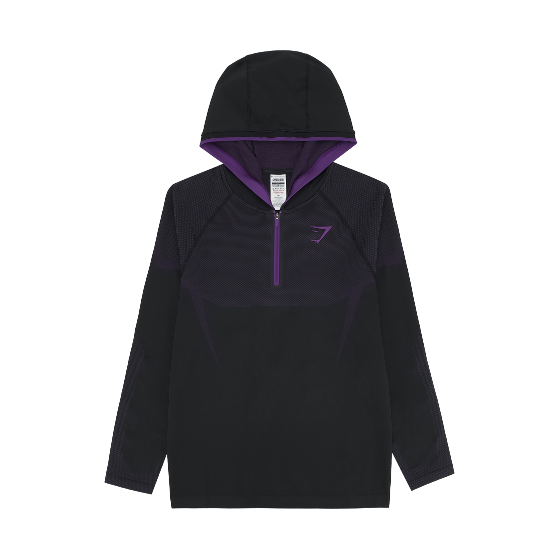 짐샤크 오닉스 5.0 심리스 후드 블랙 애슬레틱 퍼플(Gymshark Onyx 5.0 Seamless Hoodie Black Athletic Purple) - 1