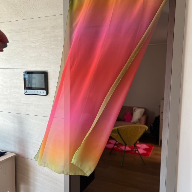 Gradation chiffon curtain / Pink&green / S Size 착용 스타일