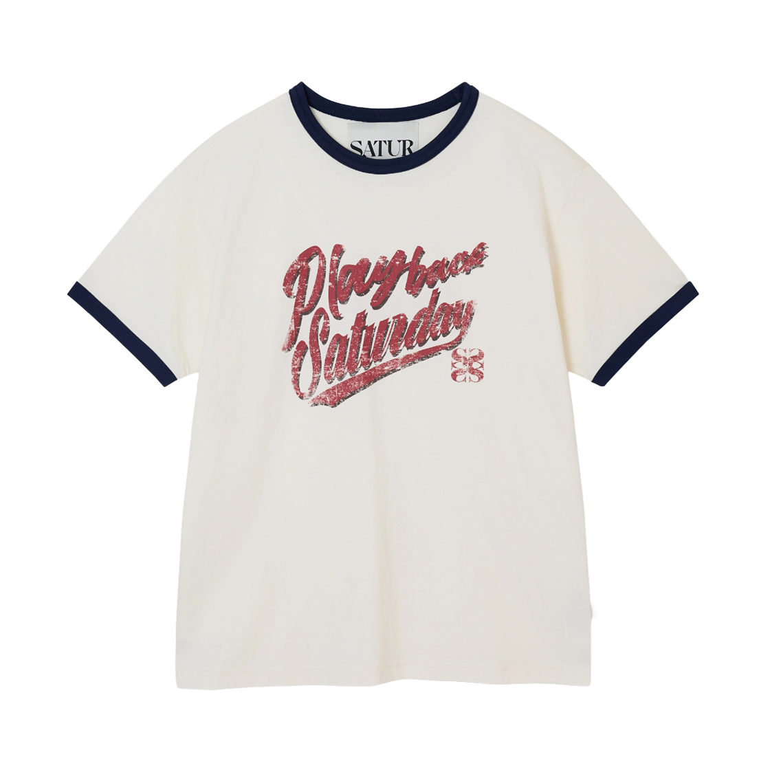 세터 플레이백 세터데이 링거 반팔 티셔츠 아이보리(SATUR Playback Saturday Ringer T-Shirt Ivory) - 1