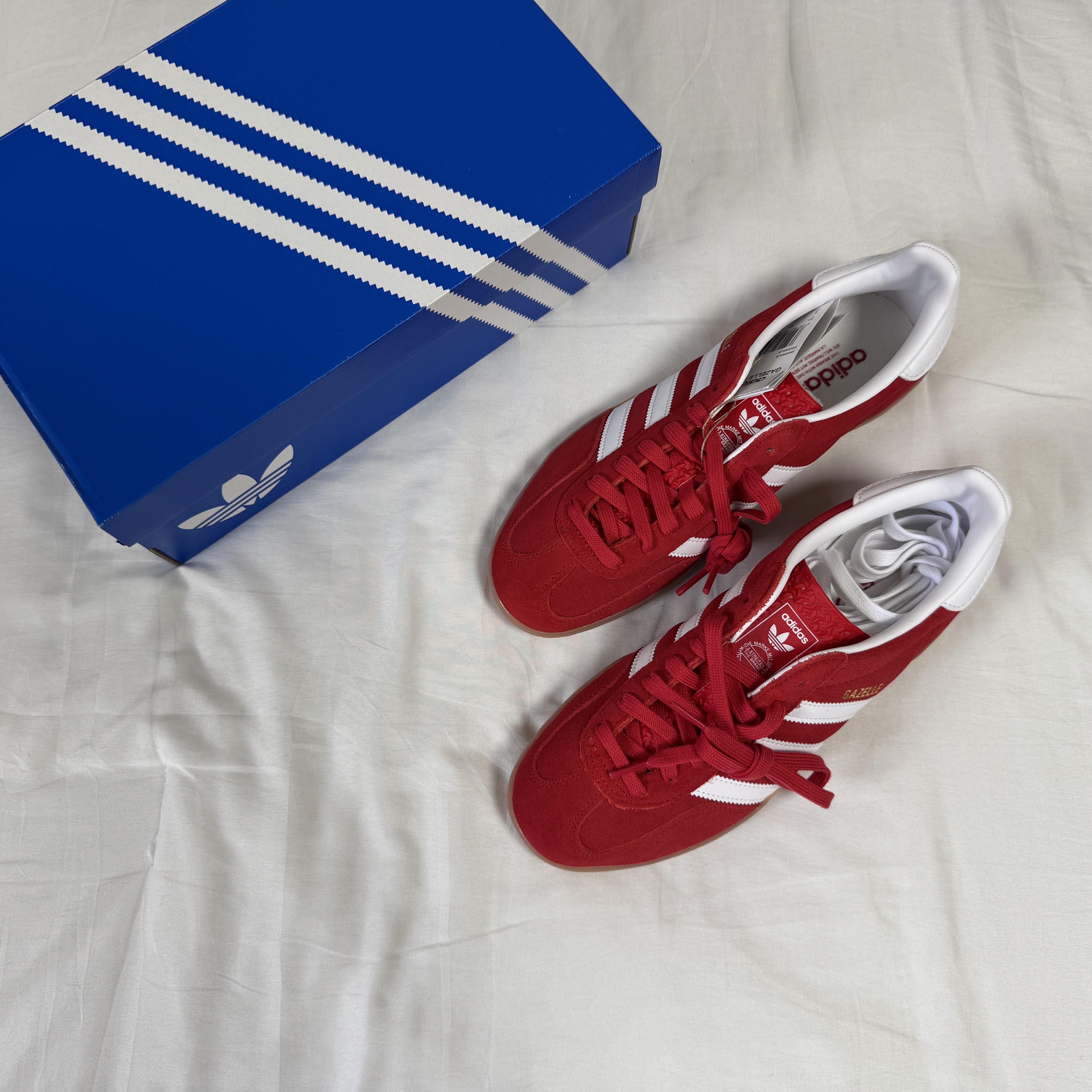 Adidas Gazelle Indoor Better Scarlet Cloud White 착용 스타일 - 1