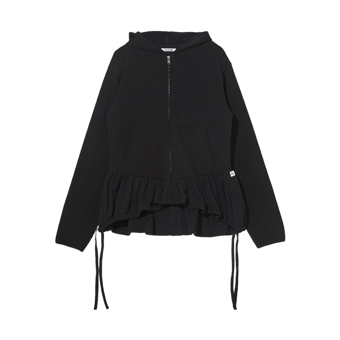 테레루 쉬어링 후디 집업 블랙(TERERU Shirring Hoodie Zip-Up Black)