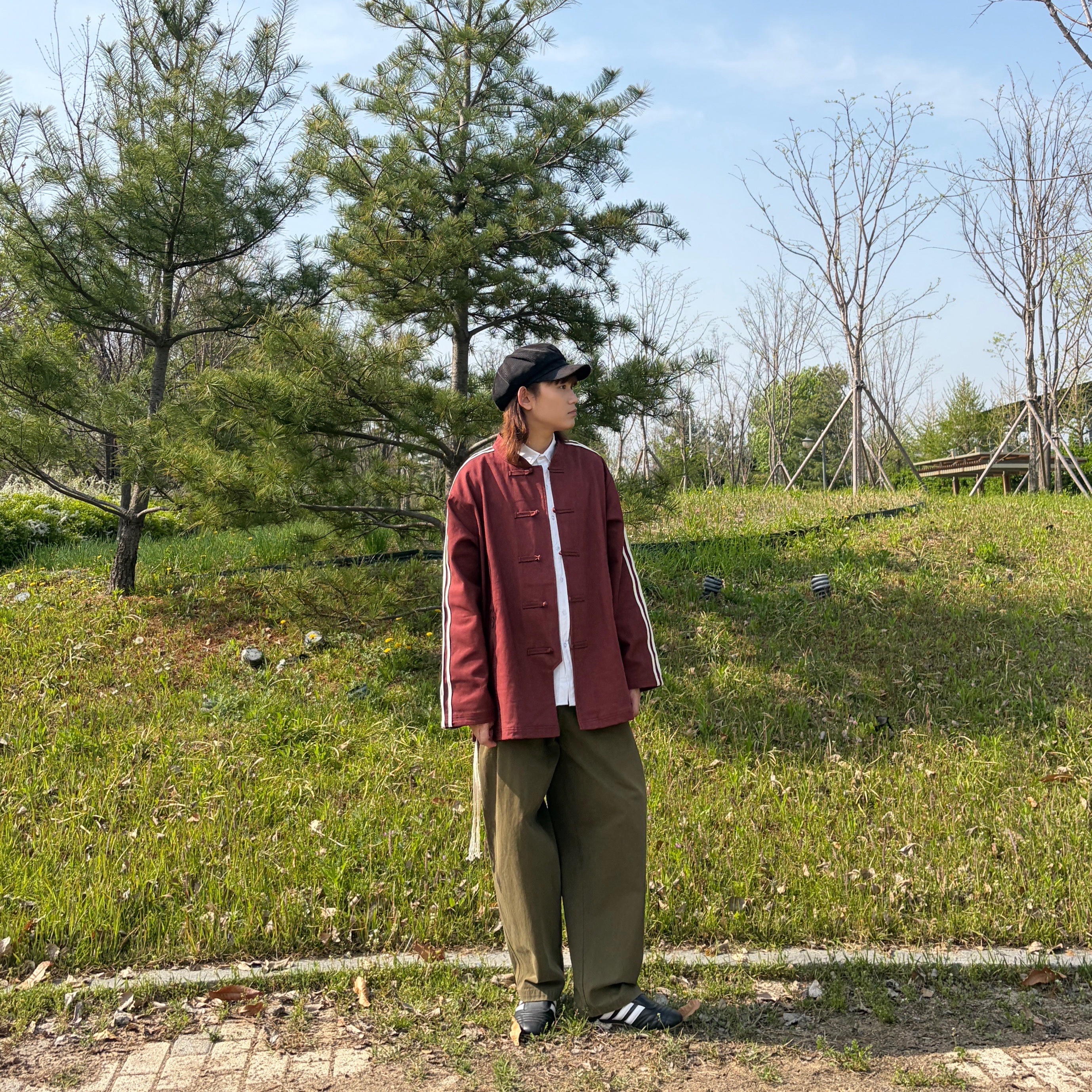 Adidas x Edison Chen Clot Track Jacket Fox Brown - KR Sizing, (W) Adidas Taekwondo Core Black Cloud White 착용 스타일 - 1