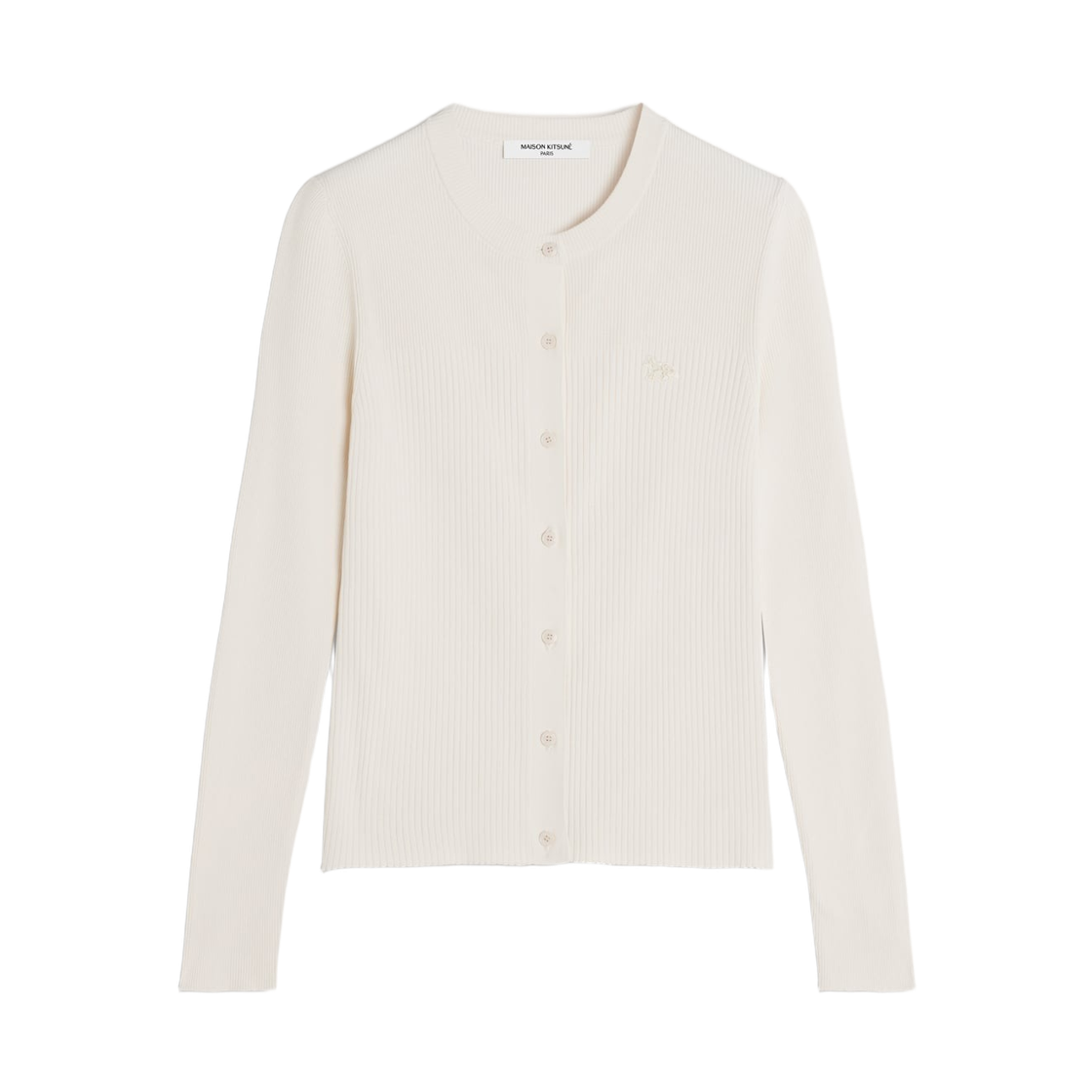 QW00502KT1193-0063 (W) Maison Kitsune Baby Fox Pleat Rib Cardigan Noble Beige