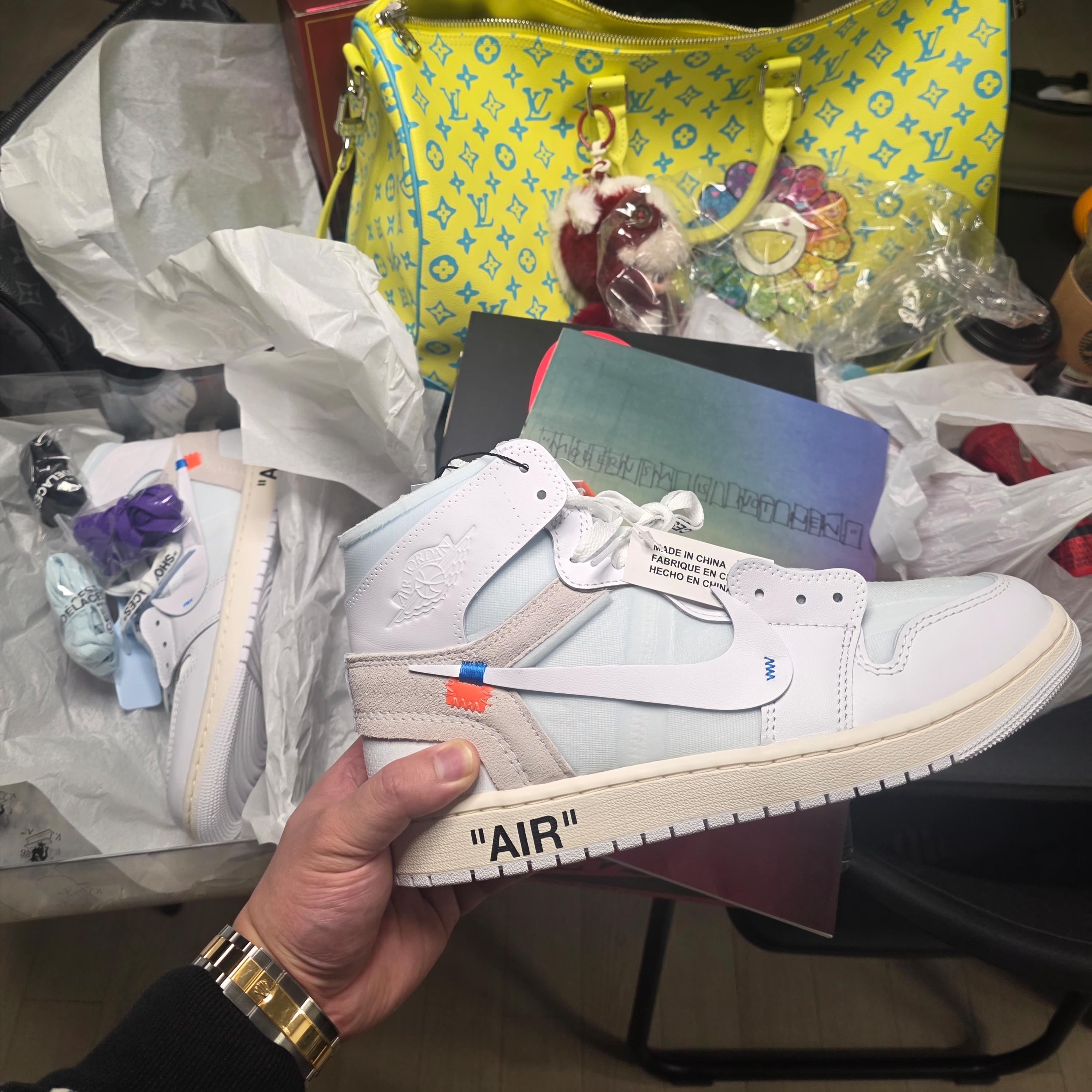 Jordan 1 x Virgil Abloh Archive Retro High Alaska White 착용 스타일