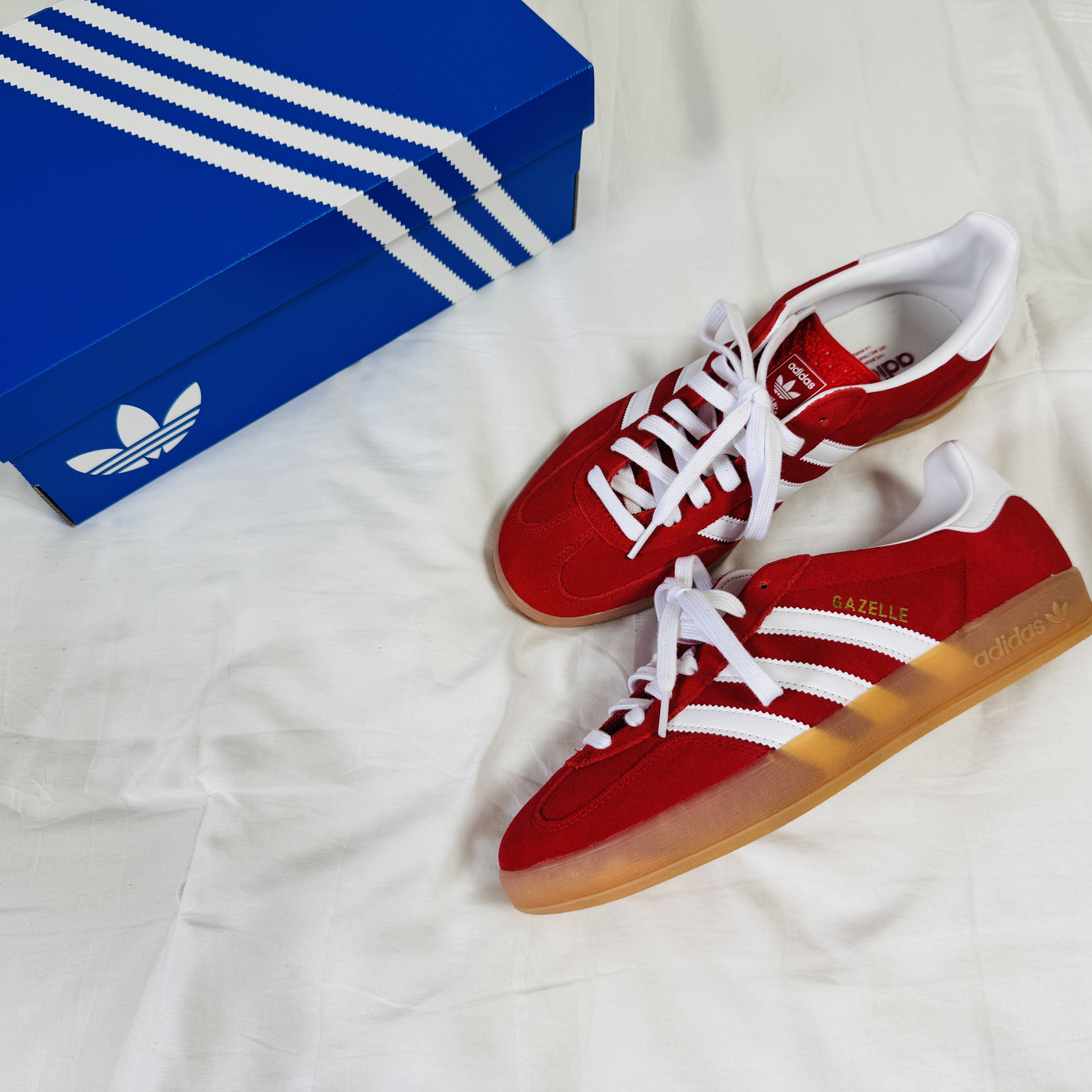 Adidas Gazelle Indoor Better Scarlet Cloud White 착용 스타일 - 3