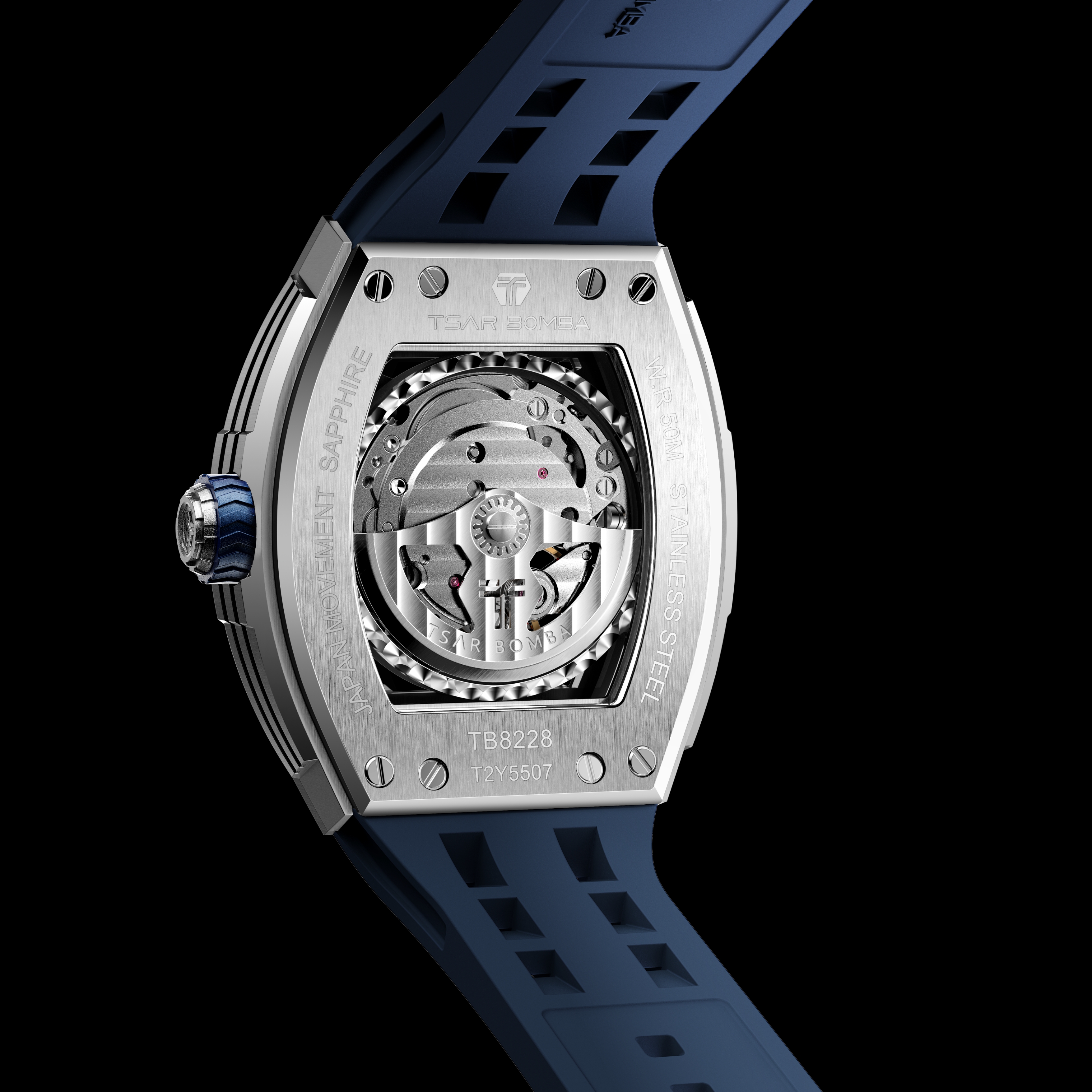 Tsar Bomba Elemental Automatic Watch TB8228A Silver Blue 착용 스타일 - 5