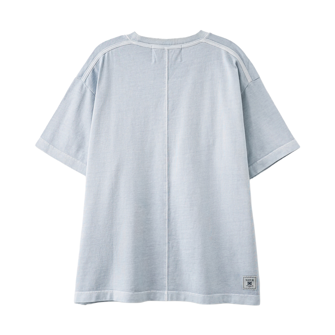 세터 플로잉 스몰 로고 다이드 반팔 티셔츠 스카이 블루(SATUR Flowing Small Logo Dyed T-Shirt Sky Blue) - 2