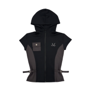[KREAM 단독] MUCENT Prelude Side Tab Half Hood Zip-Up Black