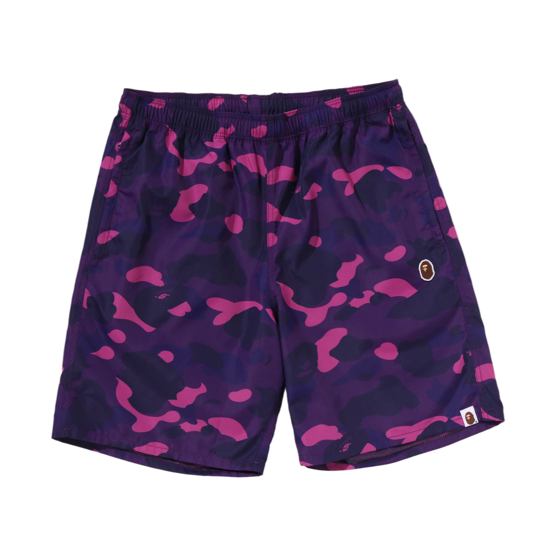 베이프 컬러 카모 에이프 헤드 원 포인트 비치 쇼츠 퍼플(BAPE Color Camo Ape Head One Point Beach Shorts Purple) - 1