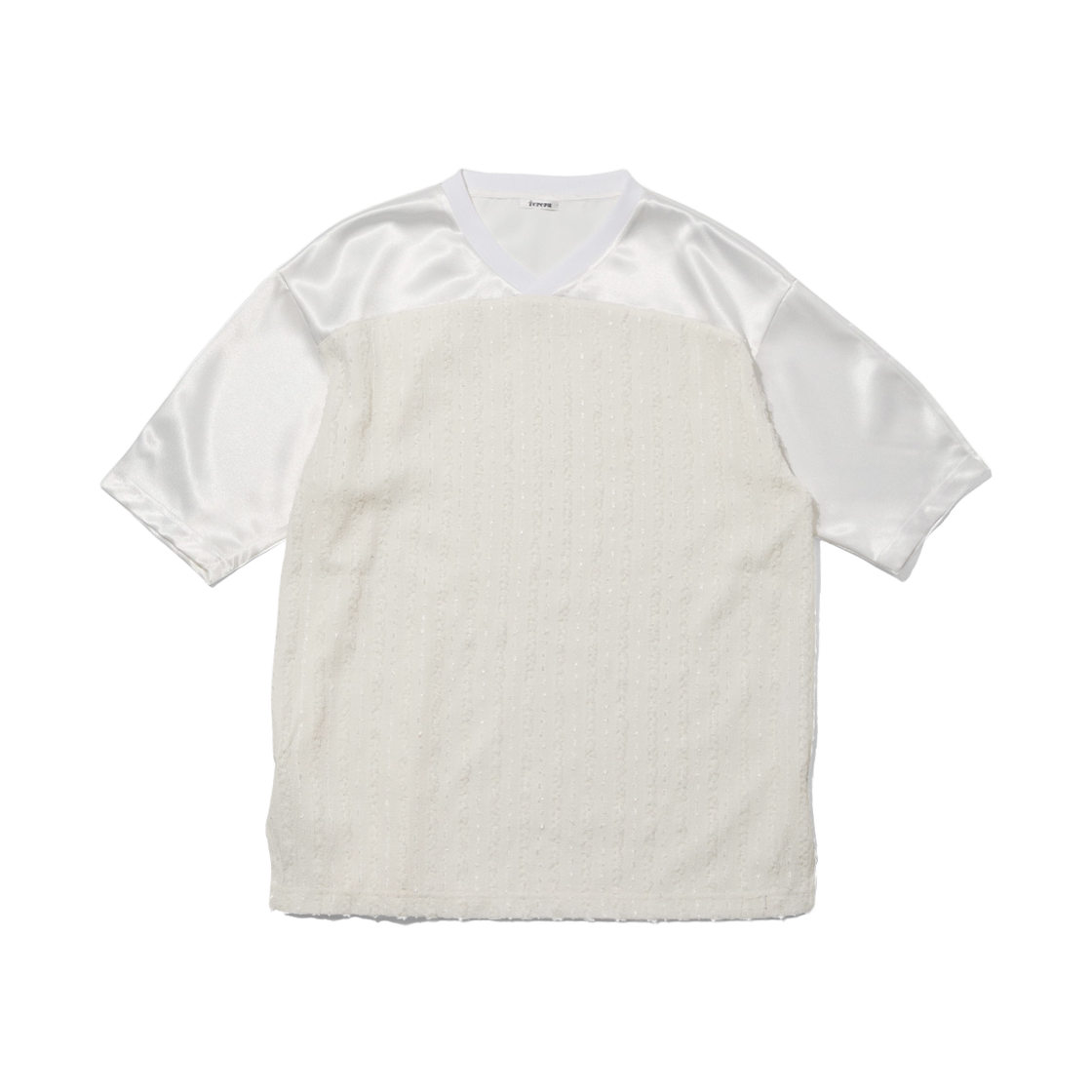 테레루 오버핏 레이스 트림드 저지 티셔츠 화이트(TERERU Overfit Lace Trimmed Jersey T-Shirt White)