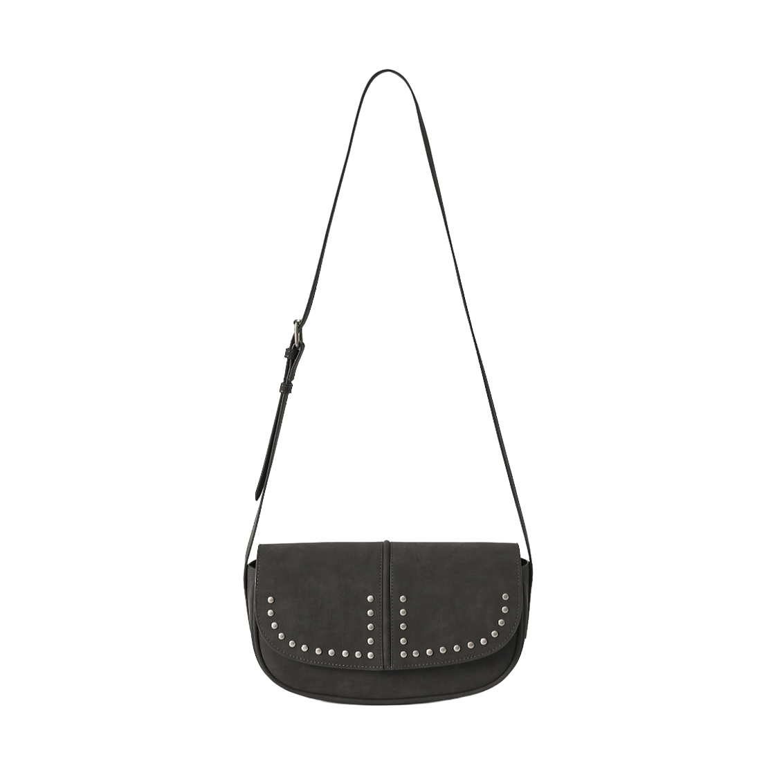 세터 하프문 스터드 미니 숄더 백 차콜(SATUR Halfmoon Studded Mini Shoulder Bag Charcoal)