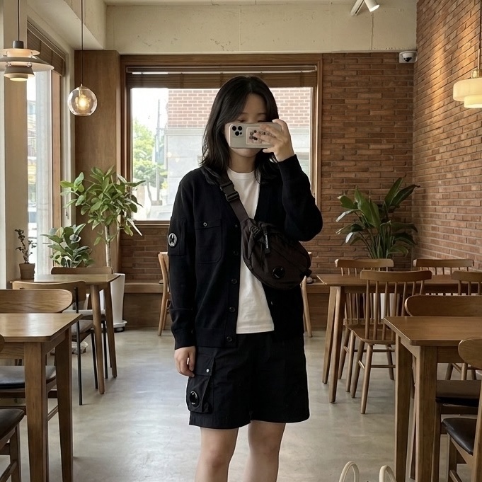 C.P. Company Flatt Nylon Lens Swim Shorts Flint Grey - 23SS, C.P. Company Flatt Nylon Lens Swim Shorts Black - 23SS 착용 스타일