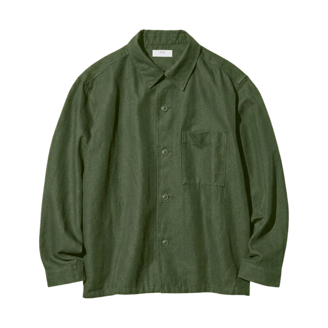 482443-57 Uniqlo Cotton Linen Shirt Jacket Olive - JP