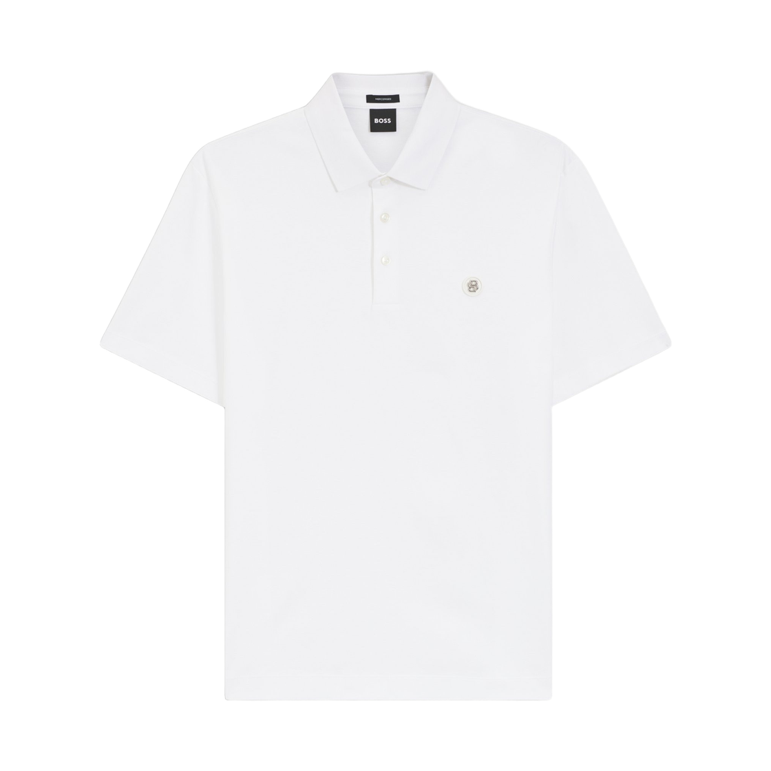 휴고 보스 머서라이즈드 코튼 더블 B 모노그램 폴로 셔츠 화이트(Hugo Boss Mercerised Cotton Polo Shirt with Double B Monogram White)
