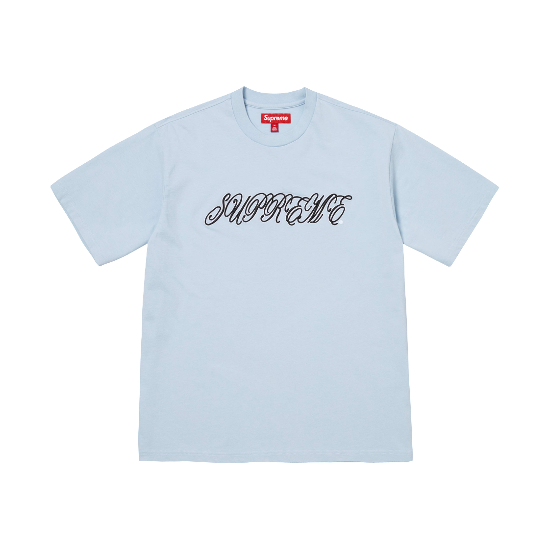 슈프림 레이즈드 스크립트 숏슬리브 탑 라이트 블루 - 26SS(Supreme Raised Script S/S Top Light Blue - 26SS) - 1