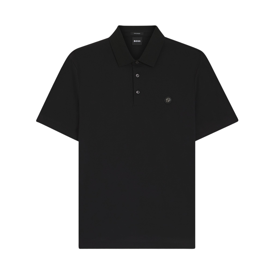 휴고 보스 머서라이즈드 코튼 더블 B 모노그램 폴로 셔츠 블랙(Hugo Boss Mercerised Cotton Polo Shirt with Double B Monogram Black)