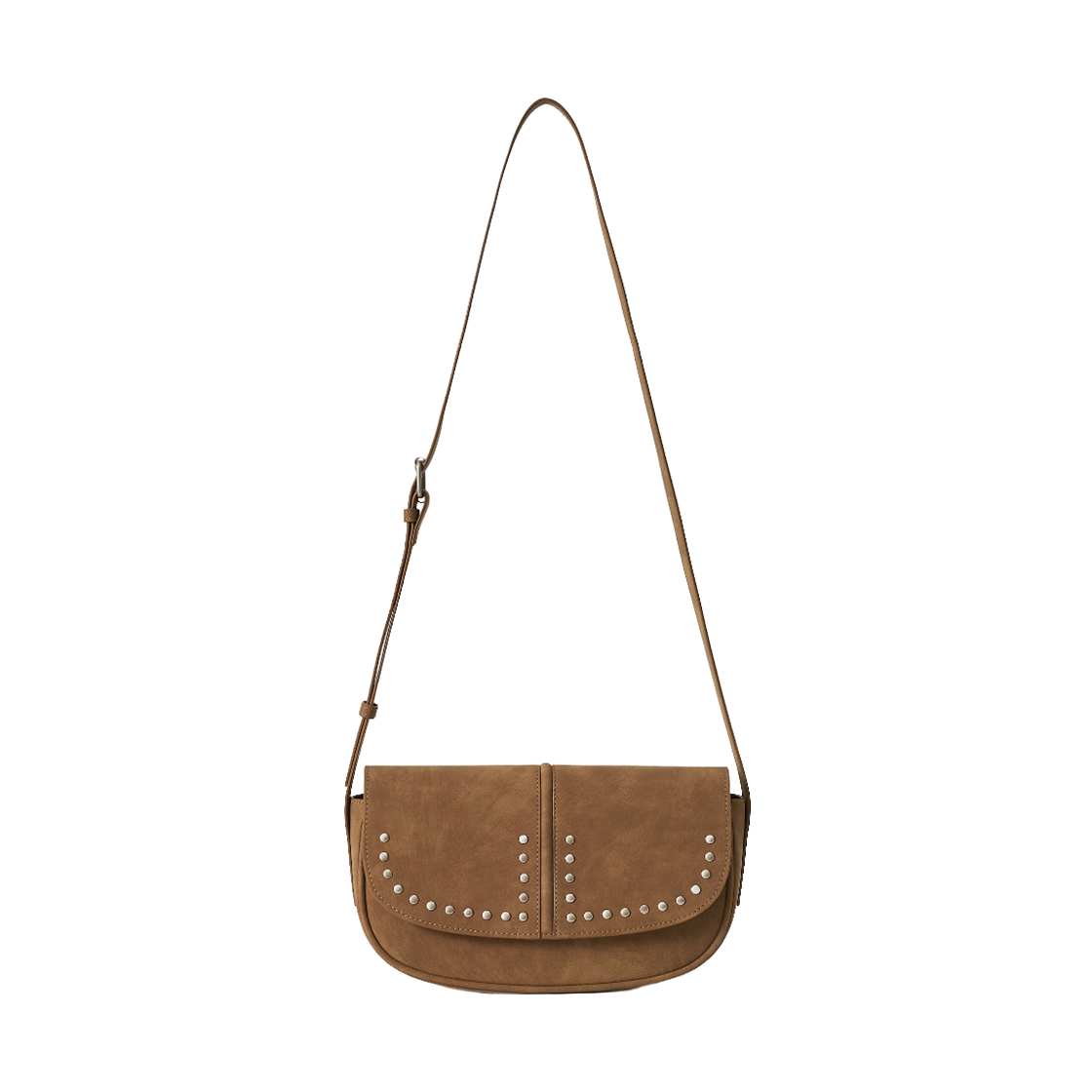 세터 하프문 스터드 미니 숄더 백 카멜(SATUR Halfmoon Studded Mini Shoulder Bag Camel)
