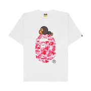 BAPE ABC Camo Milo on Big Ape T-Shirt White Pink