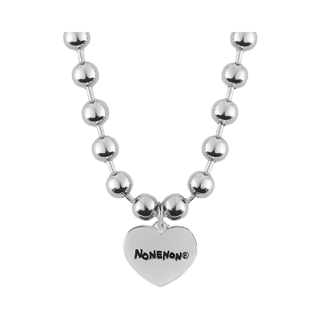 논논 빅 블랙 러브 넥클리스 실버925 (두들)(Nonenon Big Black Love Necklace Silver925 (Doodle)) - 3
