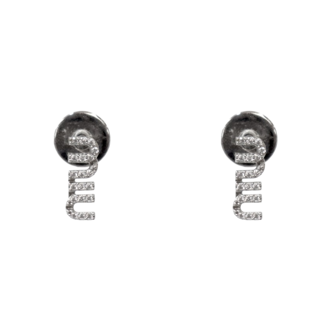 ITVVKURUMM35 Miu Miu Crystal Logo Silver Earrings C-B54290