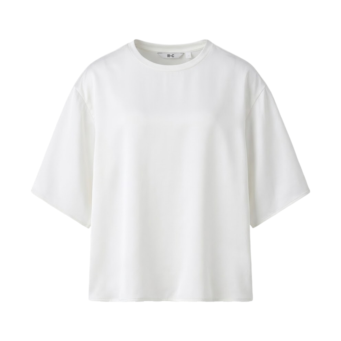 483049-01 (W) Uniqlo C Satin Oversized Short Blouse Off White - JP