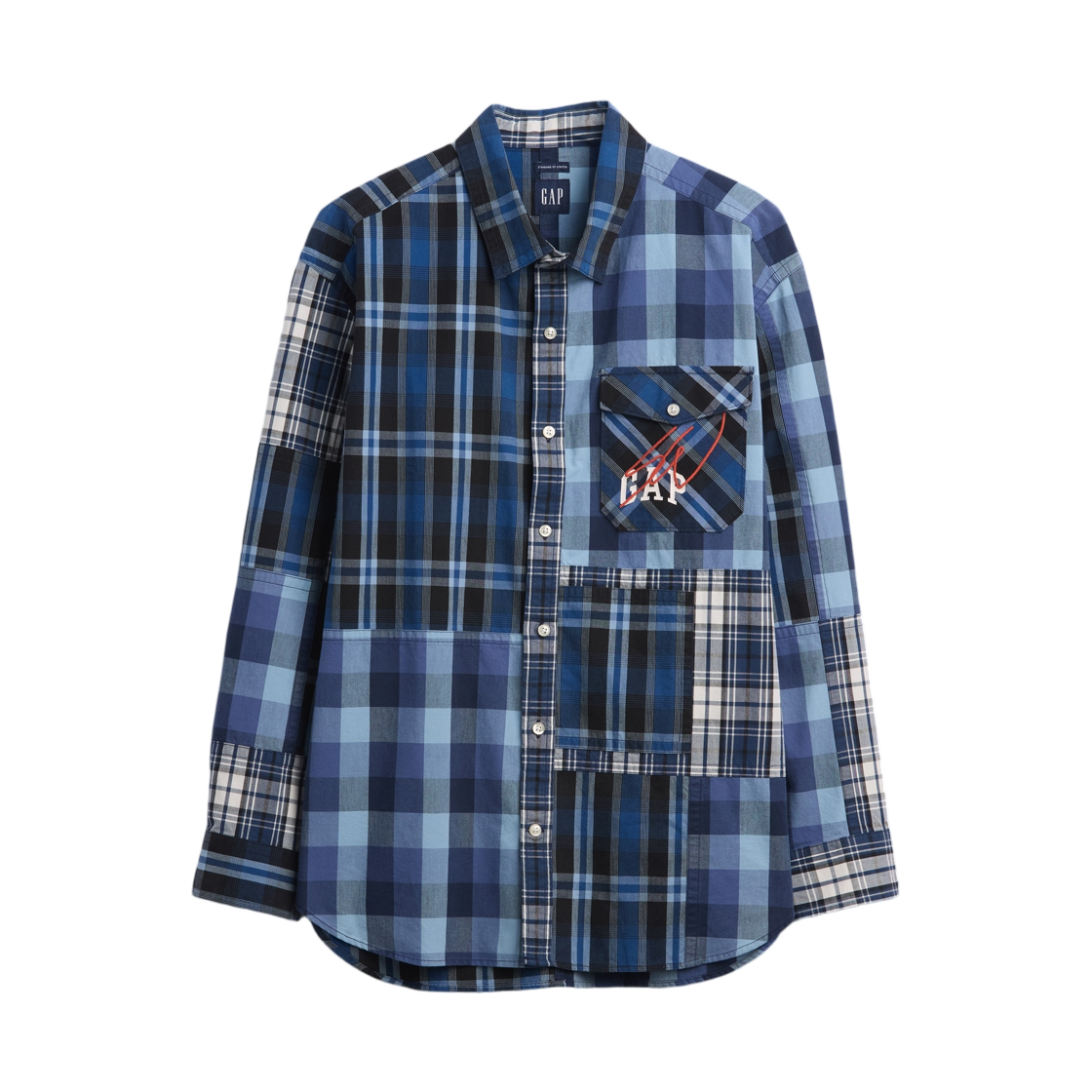 갭 x 션 우더스푼 오버사이즈 패치워크 플레이드 로고 셔츠 빈티지 패치워크(Gap x Sean Wotherspoon Oversized Patchwork Plaid Logo Shirt Vintage Patchwork)