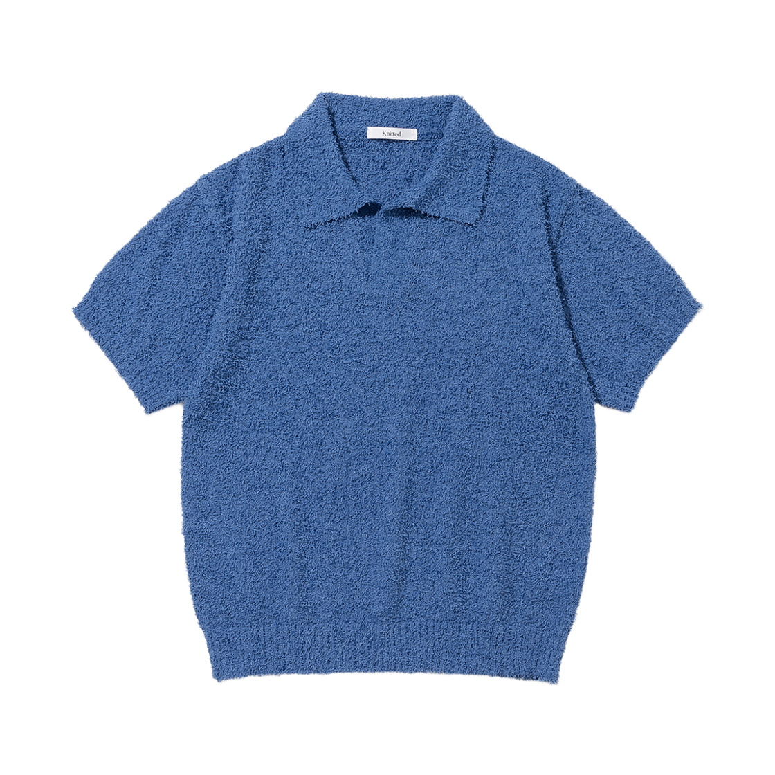 니티드 테일 카라 반팔 니트티 블루(Knitted Tail Collar Half Knit T-Shirts Blue)