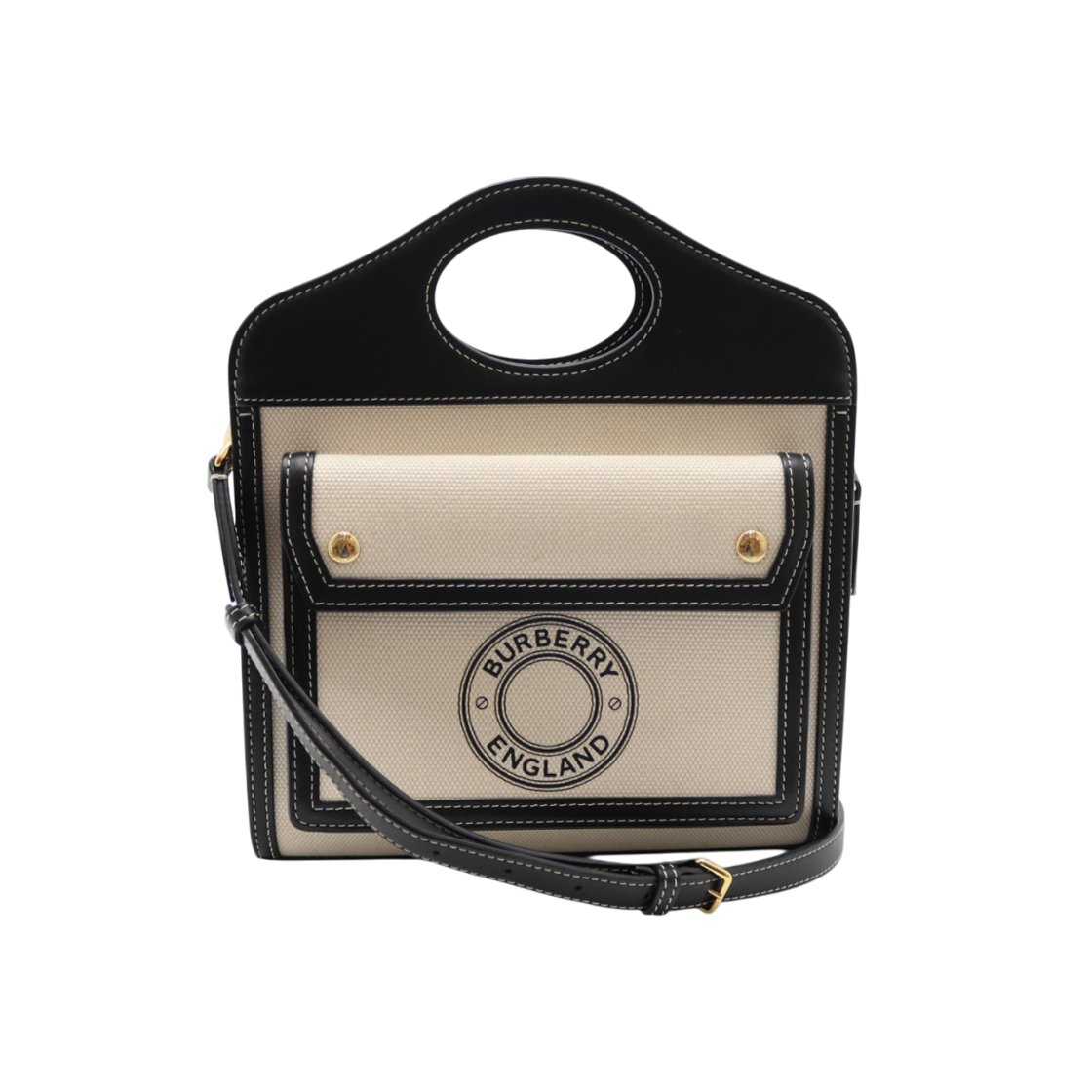 버버리 투톤 캔버스 레더 미니 포켓백 8028058(Burberry Two-Tone Canvas Leather Mini Pocket Bag 8028058) - 1
