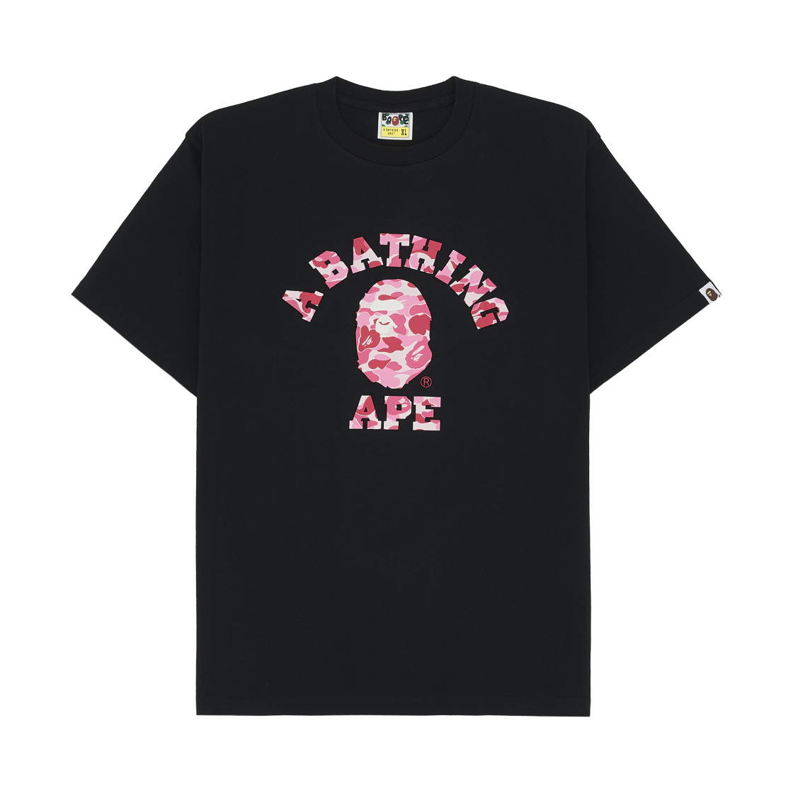베이프 ABC 카모 컬리지 티셔츠 블랙 핑크(BAPE ABC Camo College T-Shirt Black Pink)