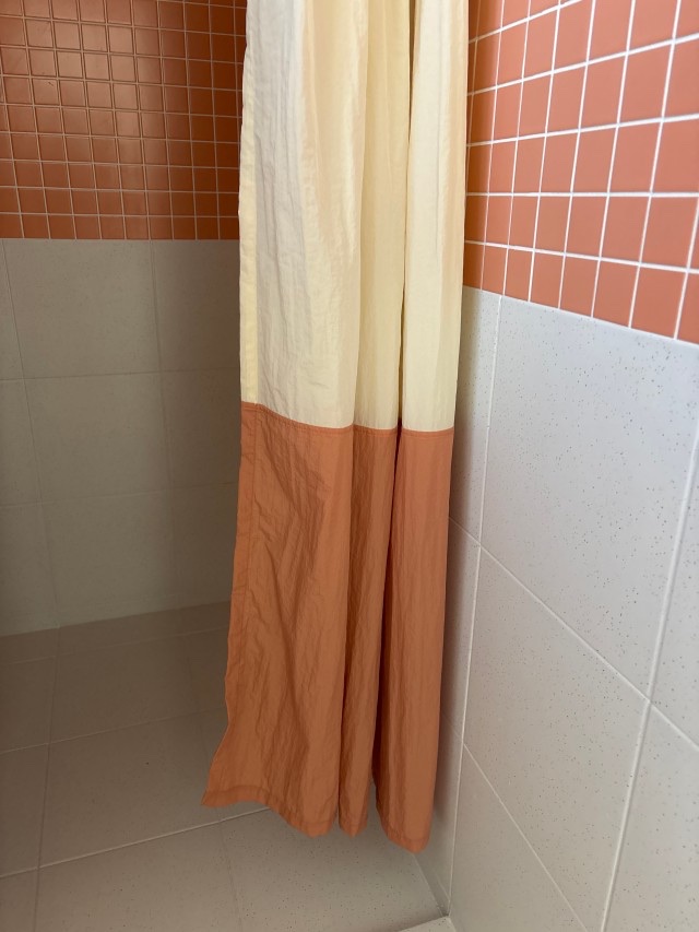 Crumble shower curtain L size / 4color 착용 스타일