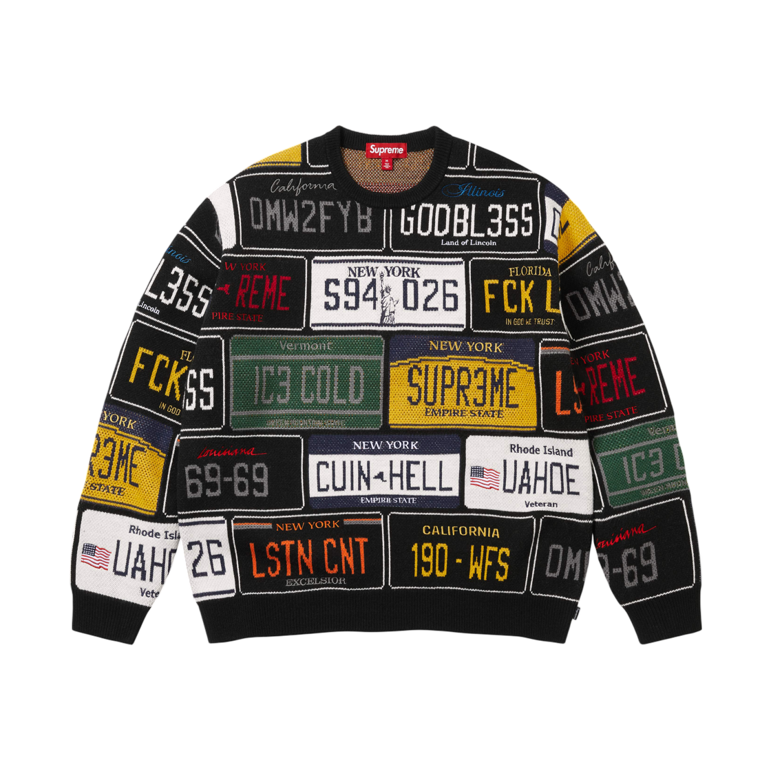 - Supreme License Plate Sweater Black - 26SS