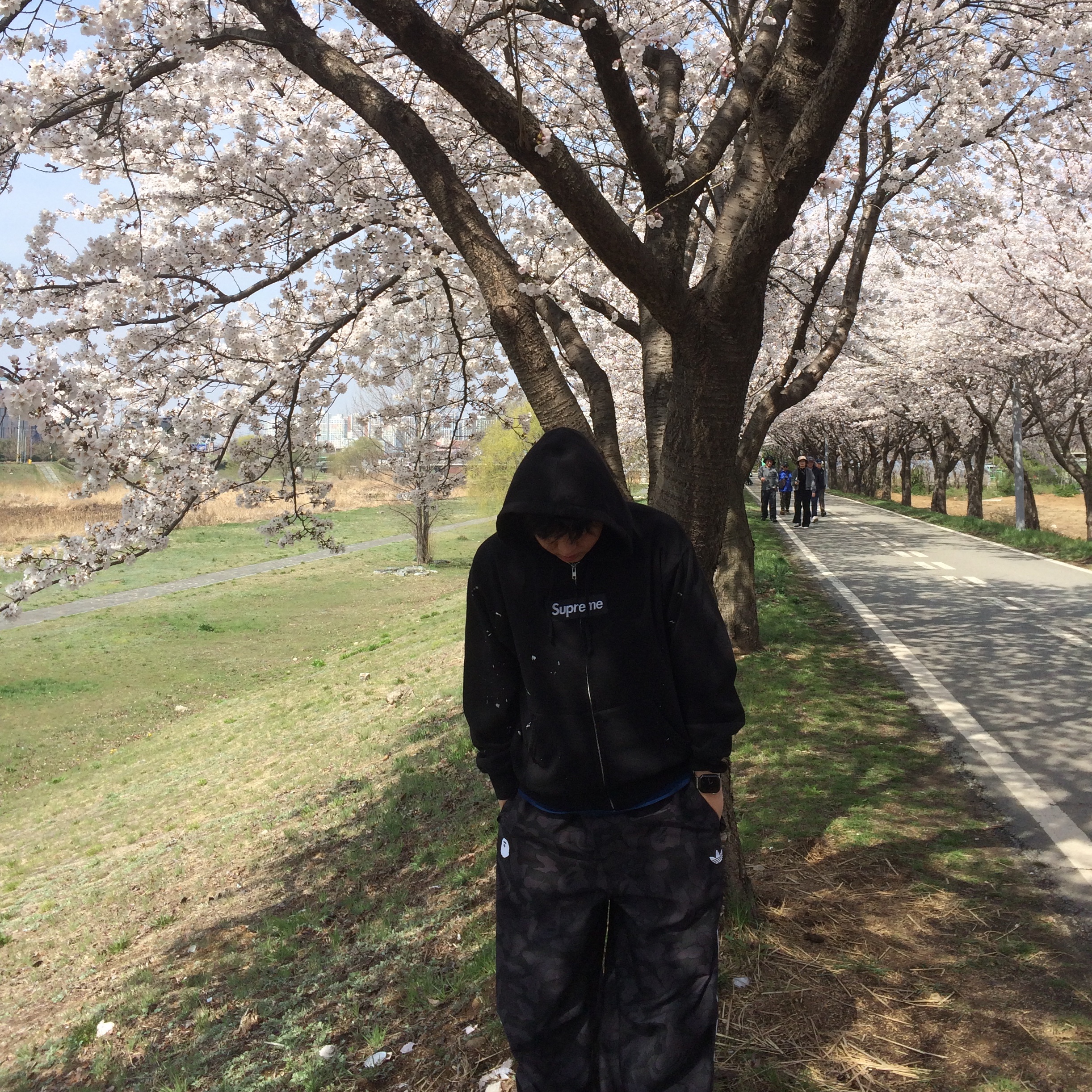 Supreme x MM6 Maison Margiela Box Logo Zip Up Hooded Sweatshirt Black - 26SS 착용 스타일