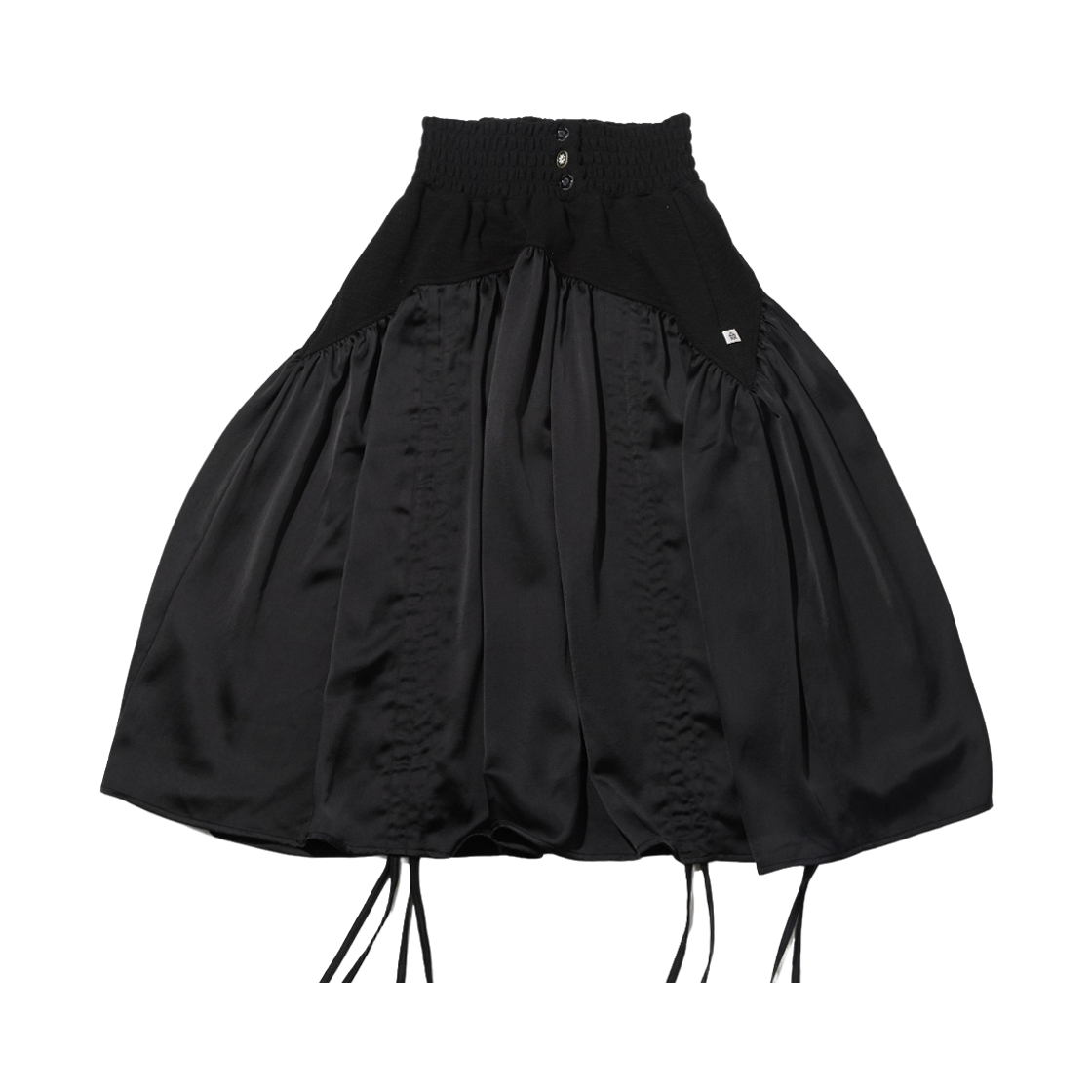 테레루 사이드 러플 플레어 스커트 블랙(TERERU Side Ruffle Flare Skirt Black)