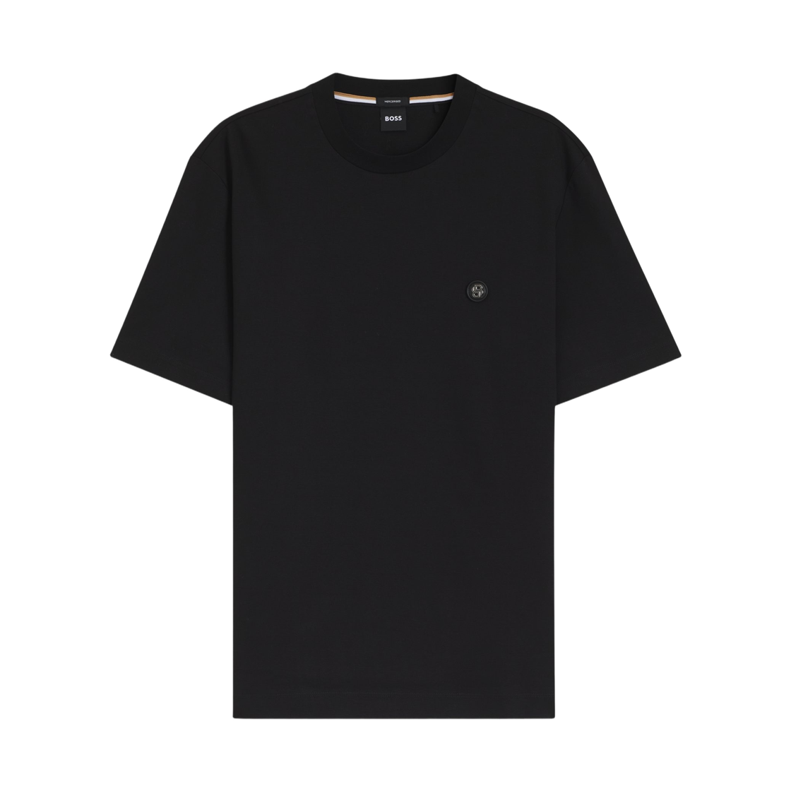 휴고 보스 머서라이즈드 코튼 더블 B 모노그램 티셔츠 블랙(Hugo Boss Mercerised Cotton T-Shirt with Double B Monogram Black)