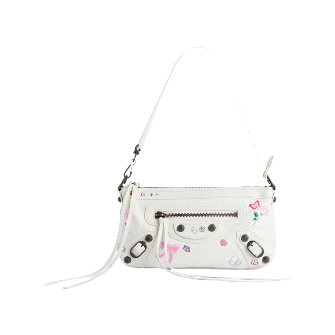8639602ACE59173 Balenciaga Le City Pouch On Strap In White Multicolor