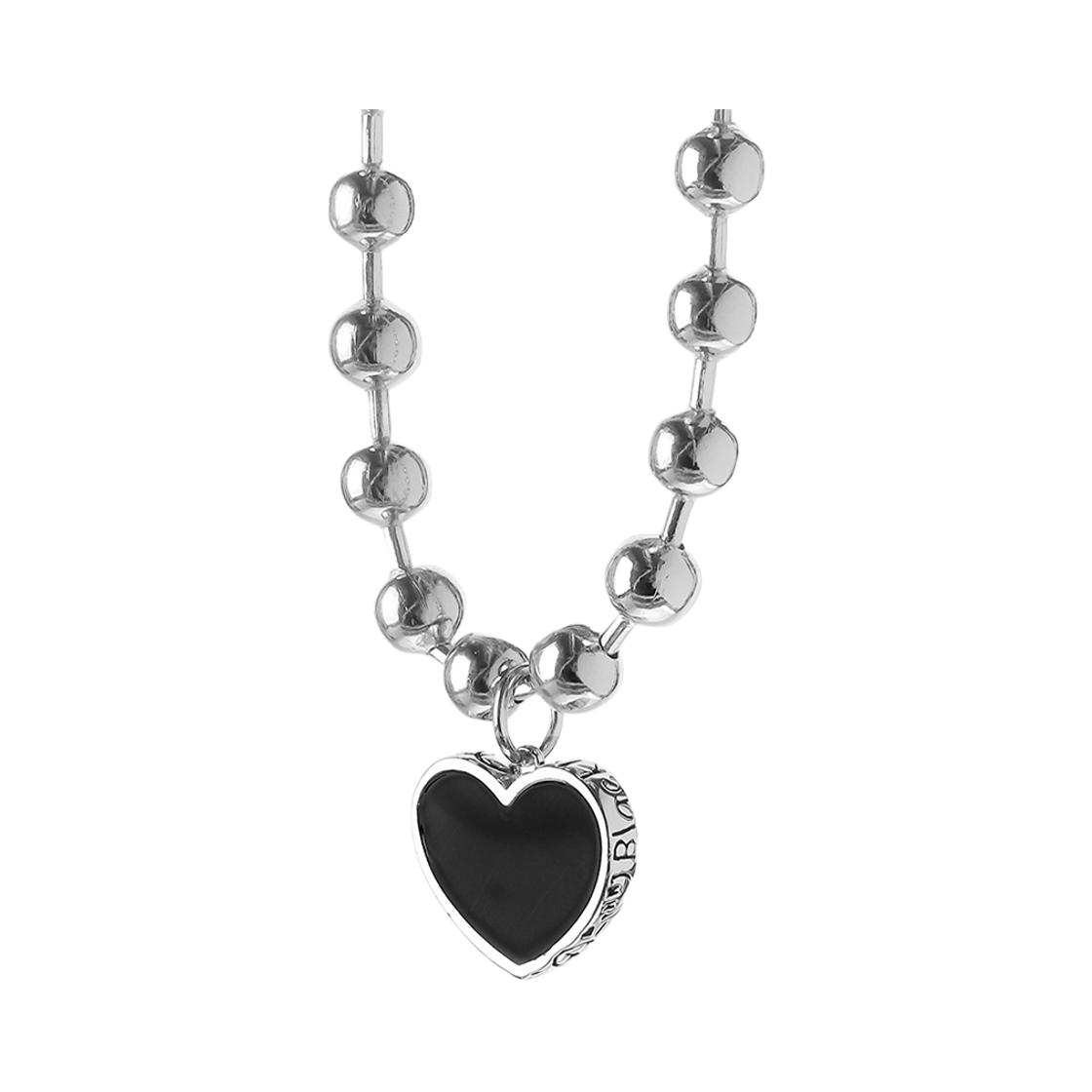 논논 빅 블랙 러브 넥클리스 실버925 (두들)(Nonenon Big Black Love Necklace Silver925 (Doodle)) - 2