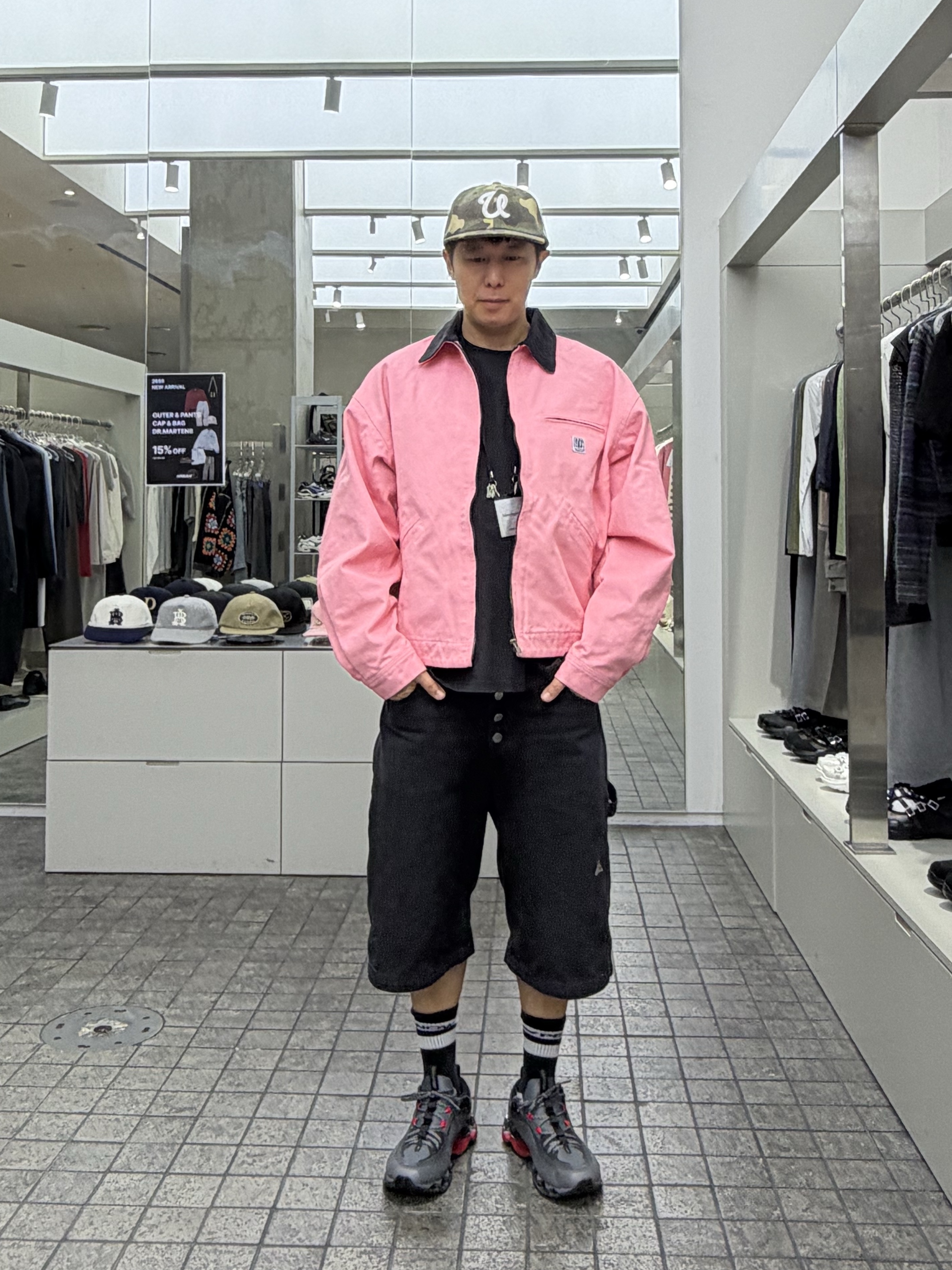 Unsteady Market Vintage Work Jacket Pink, Unsteadymarket Vintage 6 Panel Cap_Camo 착용 스타일 - 2