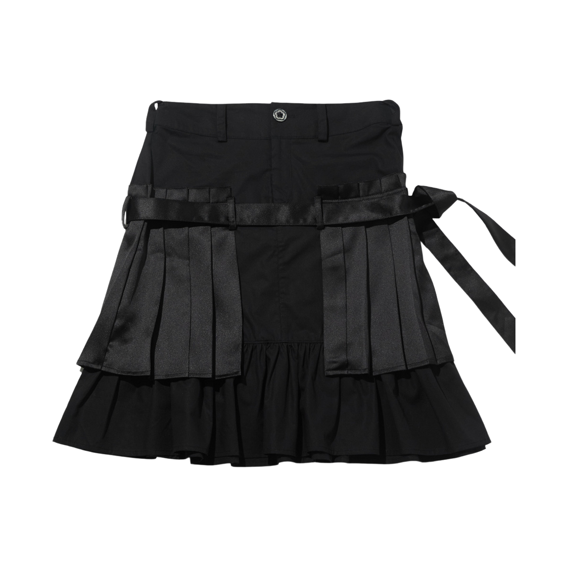테레루 오픈 플리츠 레이어드 스커트 블랙(TERERU Open Pleat Layered Skirt Black)