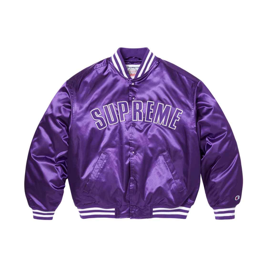 슈프림 x 챔피온 사틴 바시티 자켓 퍼플 - 26SS(Supreme x Champion Satin Varsity Jacket Purple - 26SS)