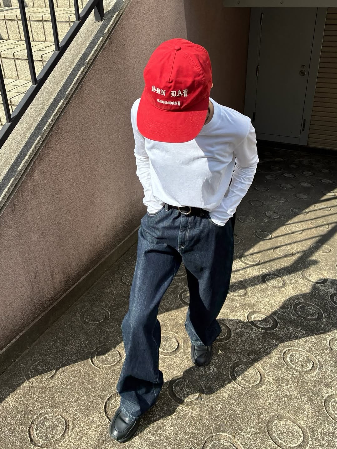 Sunday Ceremony Vintage Washed 5 Panel Cotton Cap - Red 착용 스타일 - 3