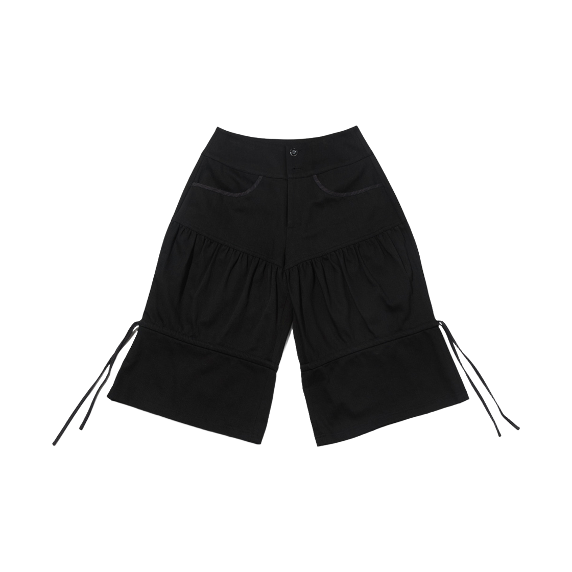 테레루 쉬어링 플럼 핏 팬츠 블랙(TERERU Shirring Plum Fit Pants Black) - 1