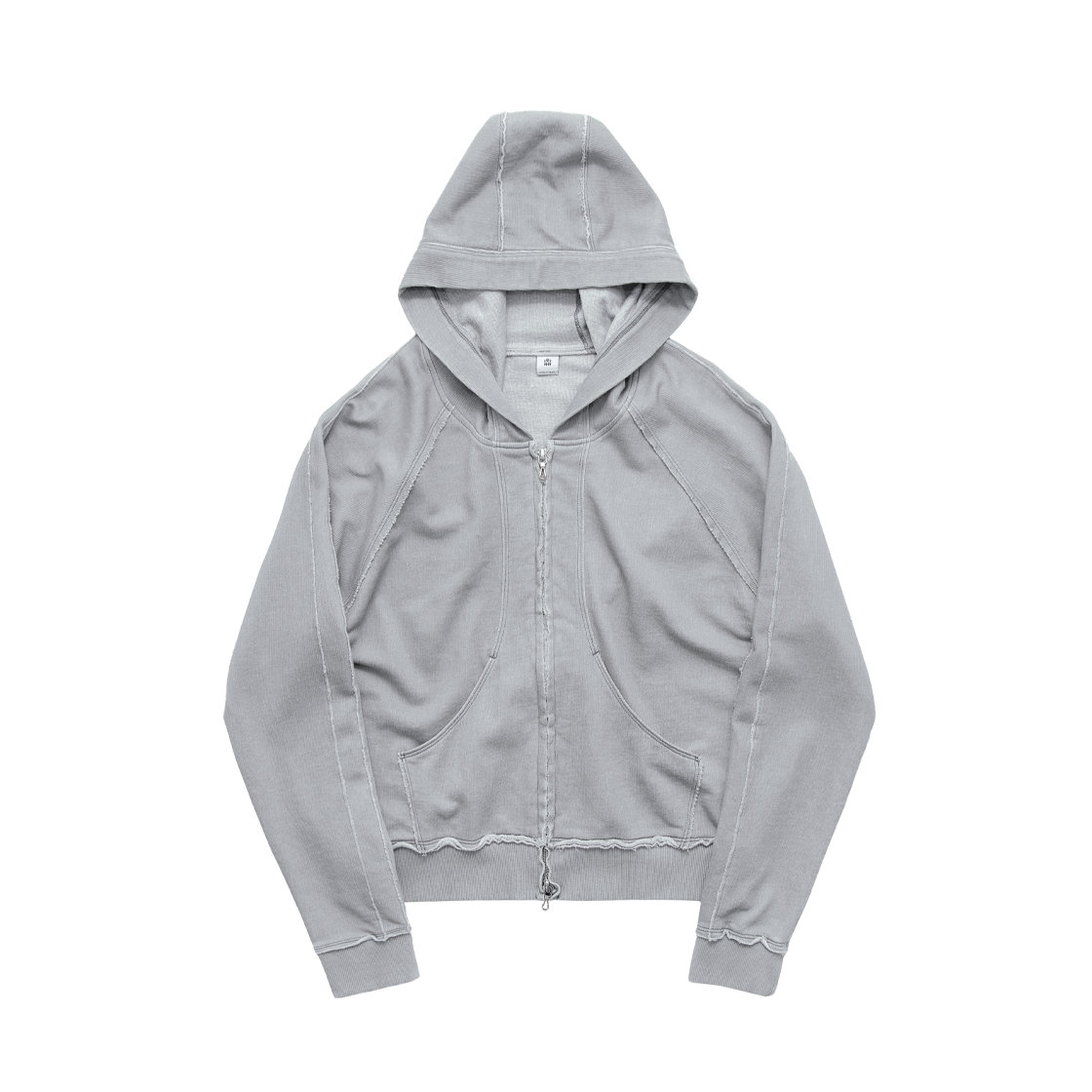 폴리테루 우먼 크롭 집 후디 라이트 그레이