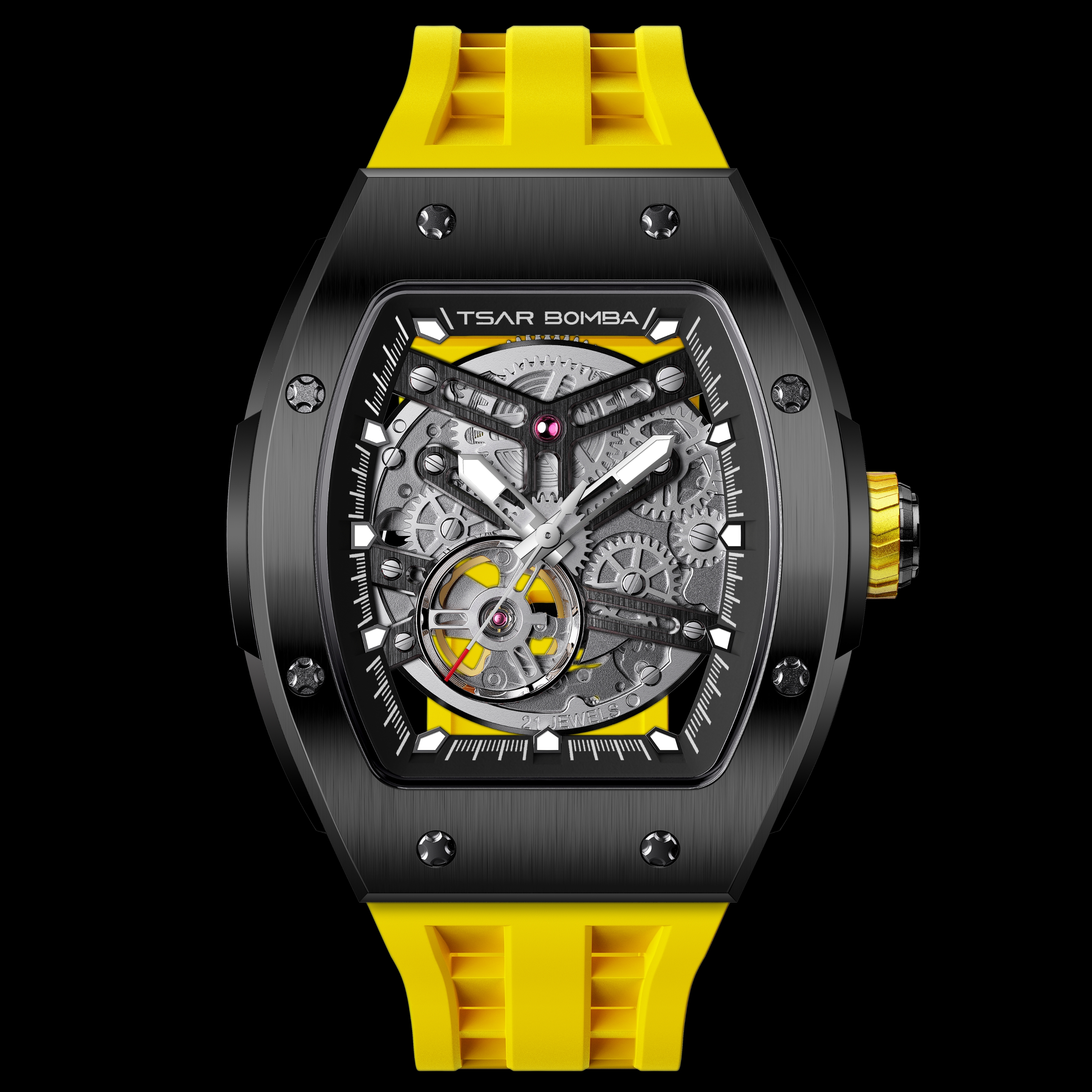 Tsar Bomba Elemental Automatic Watch TB8228A Black Yellow 착용 스타일 - 1
