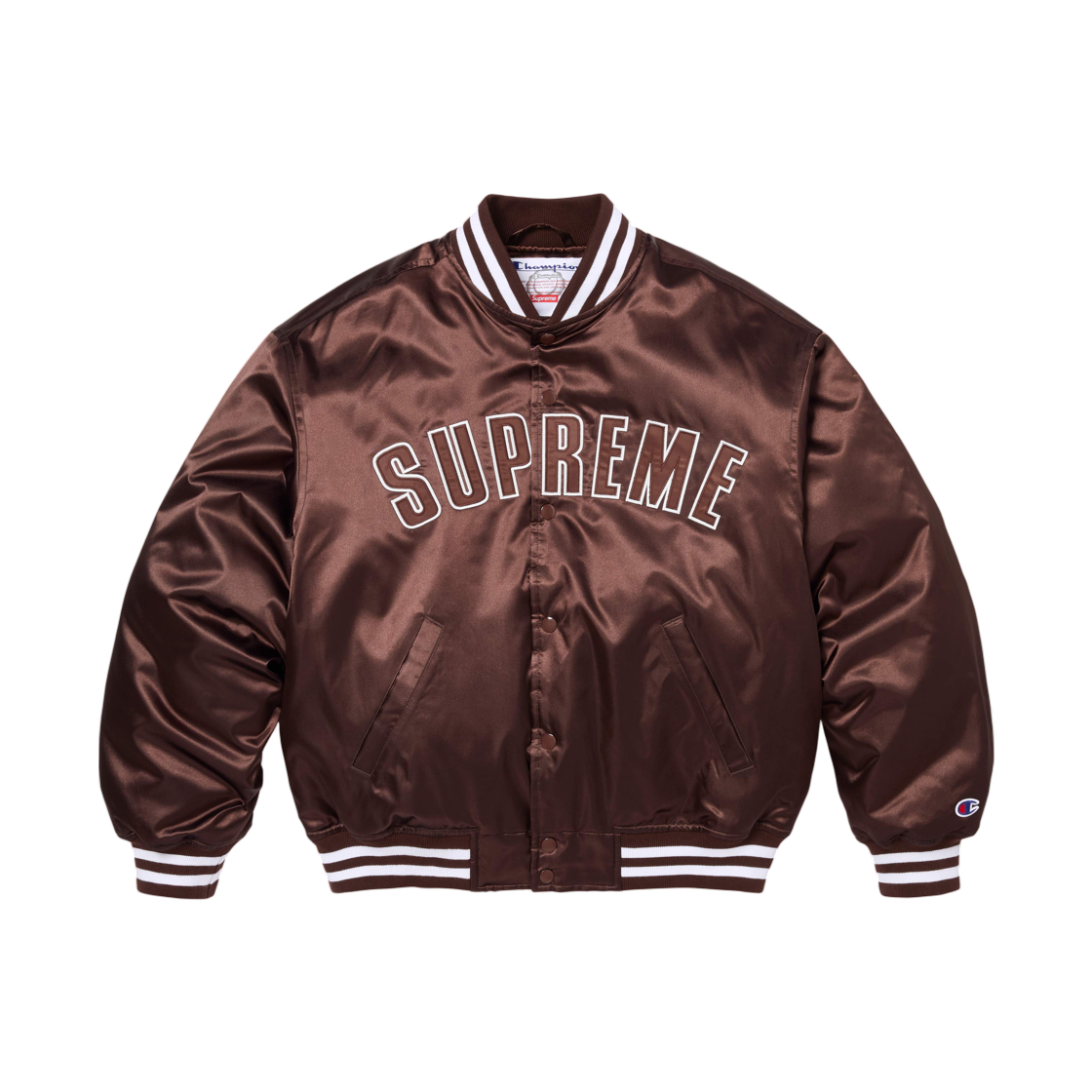 슈프림 x 챔피온 사틴 바시티 자켓 브라운 - 26SS(Supreme x Champion Satin Varsity Jacket Brown - 26SS)