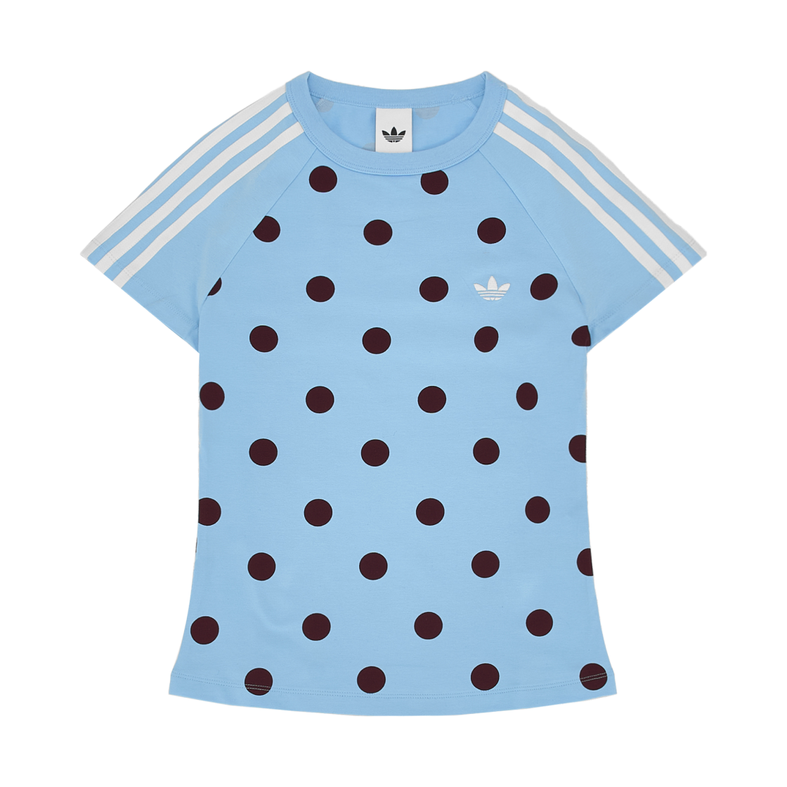 (W) 아디다스 오리지널스 슬림핏 칼리 티셔츠 클리어 스카이 - US 사이즈((W) Adidas Originals Slim Fit Cali T-Shirt Clear Sky - US Sizing) - 1